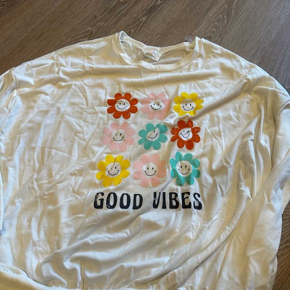 Fantastic Fawn Long Sleeve Tee - White with Colorful Flowers